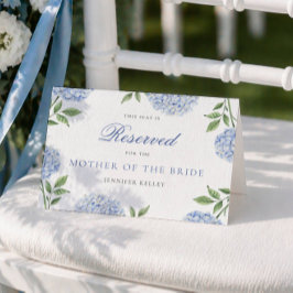 Klassische blaue Hortensien-Hochzeit reservierte S Karte
