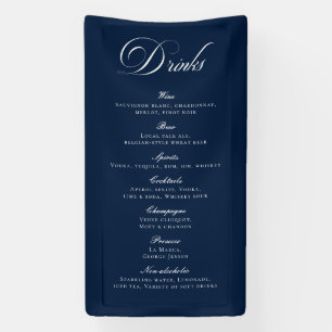 Klassische blaue Kalligrafie-Hochzeits-Drinks-Bar- Banner