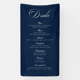 Klassische blaue Kalligrafie-Hochzeits-Drinks-Bar- Banner