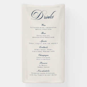 Klassische blaue Kalligrafie-Hochzeitsdrinks-Bar-M Banner