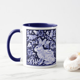Klassische Blaue Kaninchenvögel Dedham Delft Tasse