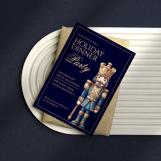 Klassische blaue Nussknacker-Weihnachtseinladung Einladung
