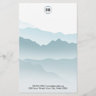Klassische blaue Rolling Mountains Hintergrund Briefpapier