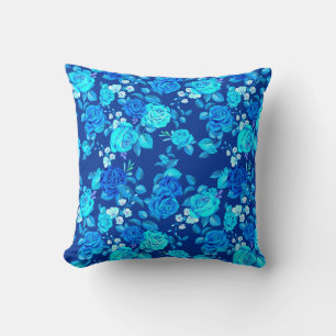 Klassische Blaue Rose Blume Muster-87600 Kissen