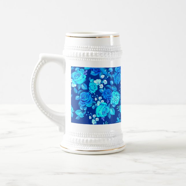 Klassische Blaue Rose Blume Muster-876 Bierglas (Links)
