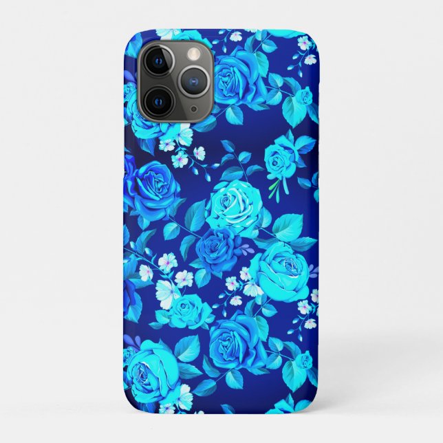 Klassische Blaue Rose Blume Muster-876 Case-Mate iPhone Hülle (Rückseite)