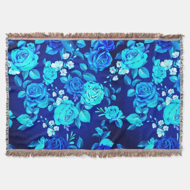 Klassische Blaue Rose Blume Muster-876 Decke (Vorderseite)