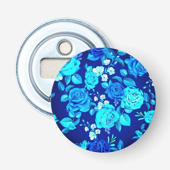 Klassische Blaue Rose Blume Muster-876 Flaschenöffner (Vorderseite)