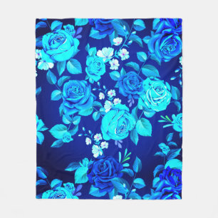 Klassische Blaue Rose Blume Muster-876 Fleecedecke