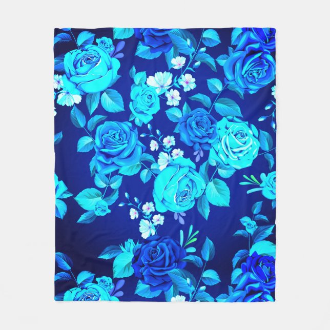Klassische Blaue Rose Blume Muster-876 Fleecedecke (Vorderseite)