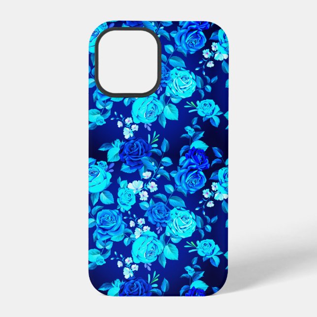 Klassische Blaue Rose Blume Muster-876 iPhone Hülle (Rückseite)