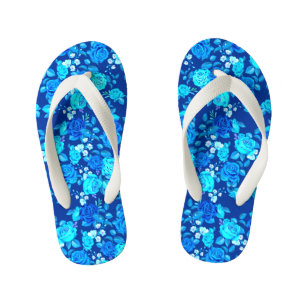 Klassische Blaue Rose Blume Muster-876 Kinderbadesandalen