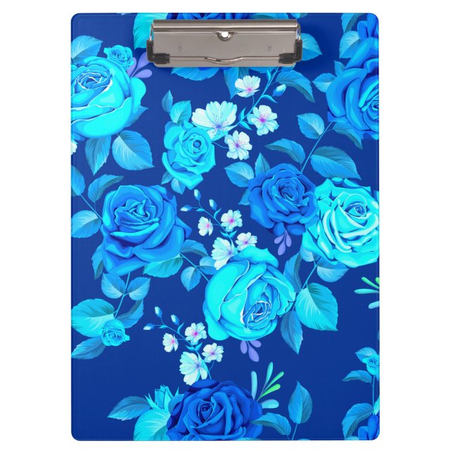 Klassische Blaue Rose Blume Muster-876 Klemmbrett (Vorderseite)