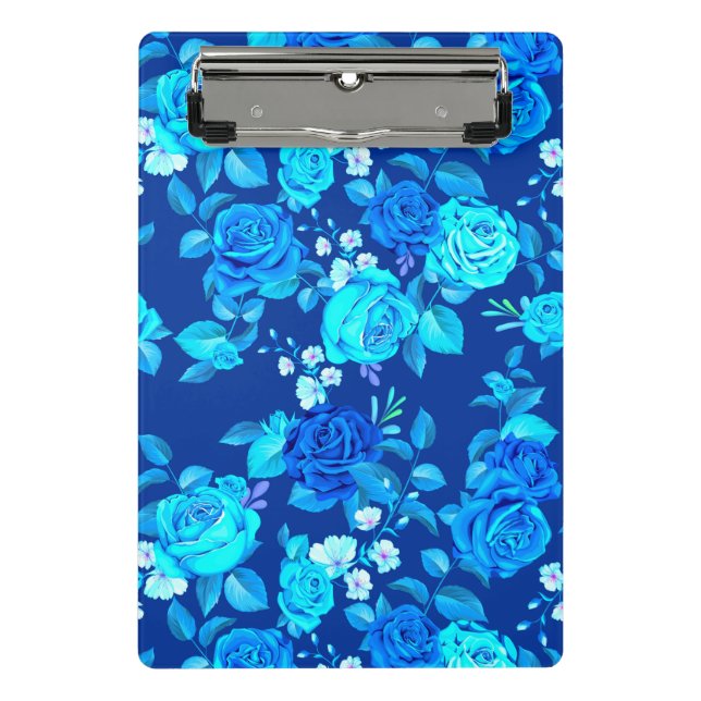 Klassische Blaue Rose Blume Muster-876 Mini Klemmbrett (Vorderseite)