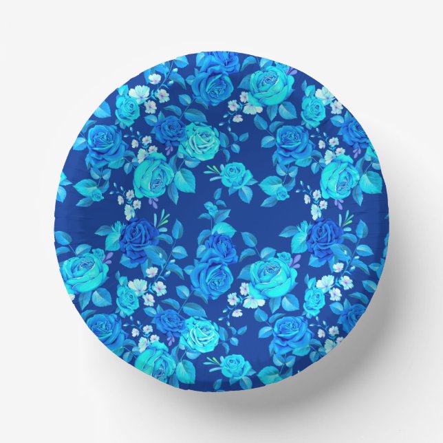 Klassische Blaue Rose Blume Muster-876 Pappteller (Vorderseite)