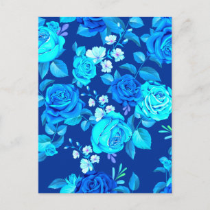 Klassische Blaue Rose Blume Muster-876 Postkarte
