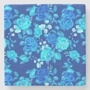 Klassische Blaue Rose Blume Muster-876 Steinuntersetzer