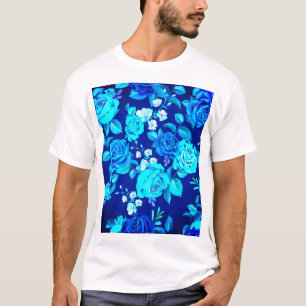 Klassische Blaue Rose Blume Muster-876 T-Shirt