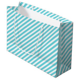 Klassische blaue und weiße diagonale Streifen Große Geschenktüte