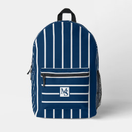 Klassische blaue und weiße Streifen Bedruckter Rucksack