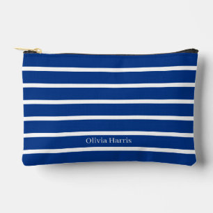 Klassische blaue und weiße Streifen Nautical-Make- Zubehörtasche