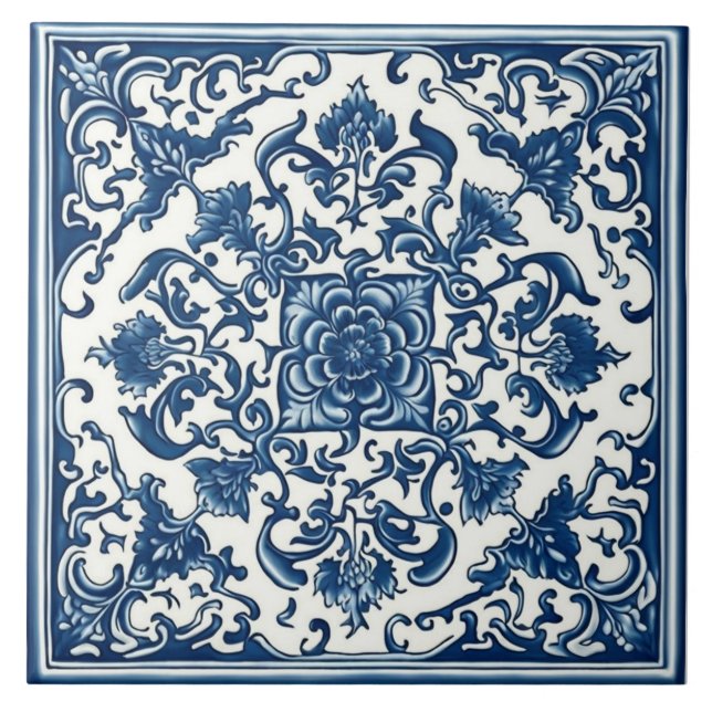 Klassische blaue und weiße Tile, florale, chinesis Fliese (Vorderseite)