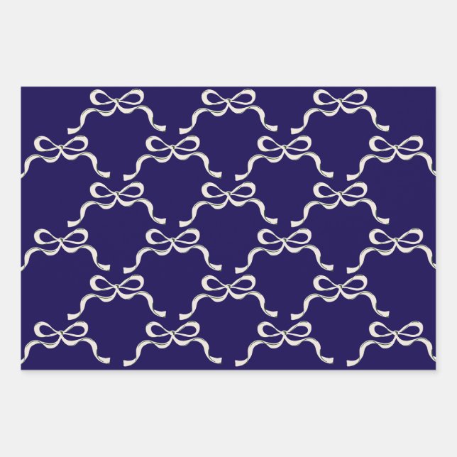 Klassische blaue Weihnachtsbögen Weihnachtsfeierta Geschenkpapier Set (Vorderseite)