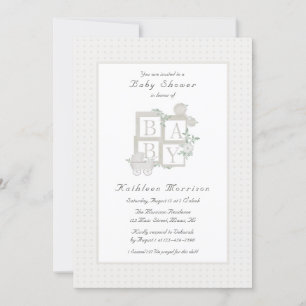 Klassische Blocks und Carriage Baby Shower lädt ei Einladung
