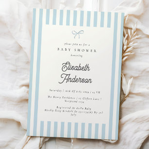 Klassische Blue Stripes Vintag Baby Dusche laden e Einladung