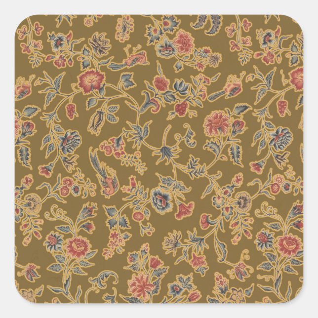 Klassische Blume Chintz Hübsch Soft Floral Design Quadratischer Aufkleber (Vorderseite)