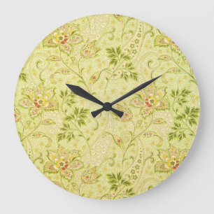 Klassische Blumen-Tapete: Alte Eleganz Große Wanduhr