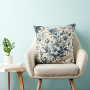 Klassische Blumenatmosphäre Blau Vintag elegant 3 Kissen