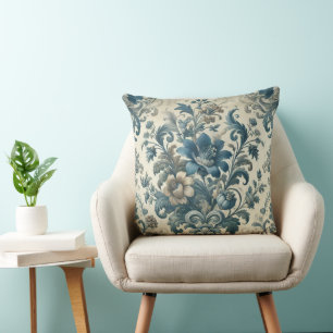 Klassische Blumenatmosphäre Blau Vintag elegant Kissen