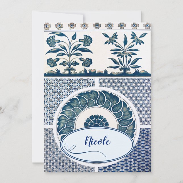 Klassische Blumendekoration Print Einladung (Vorderseite)