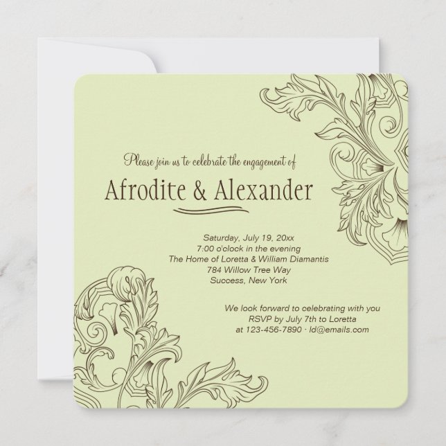 Klassische Blumeneinladung Einladung (Vorderseite)