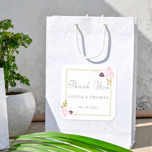 Klassische Blumengoldrahmen Rosa Rose Rustikale Ho Quadratischer Aufkleber