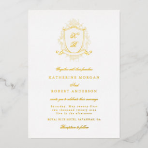 Klassische Blumenkrone Elegante Hochzeitseinladung Folieneinladung