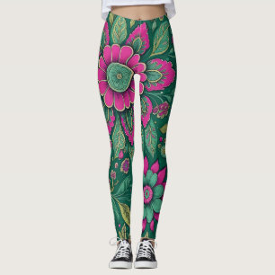 Klassische Blumenkunst Rosa Vintager Stil Leggings