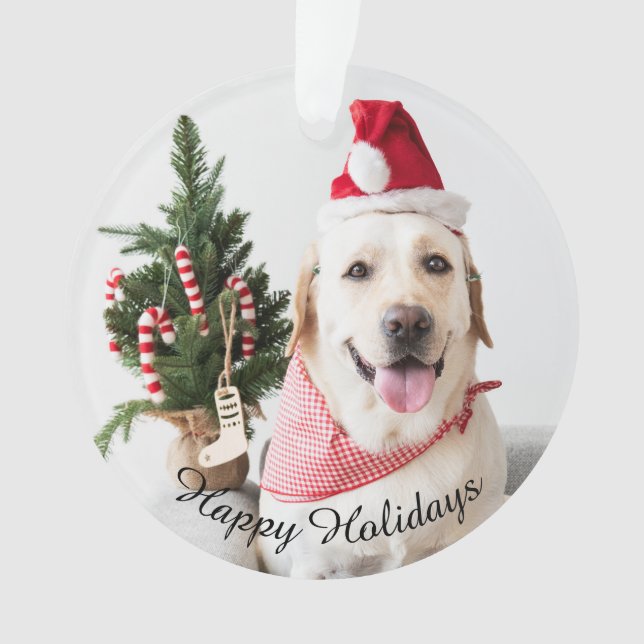 Klassische Blumenrahmen für Hunde Foto Weihnachten Ornament (Vorderseite)