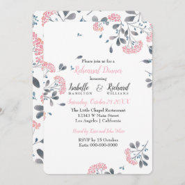 Klassische, blumenrosa Aquarell Probe Abendessen Einladung