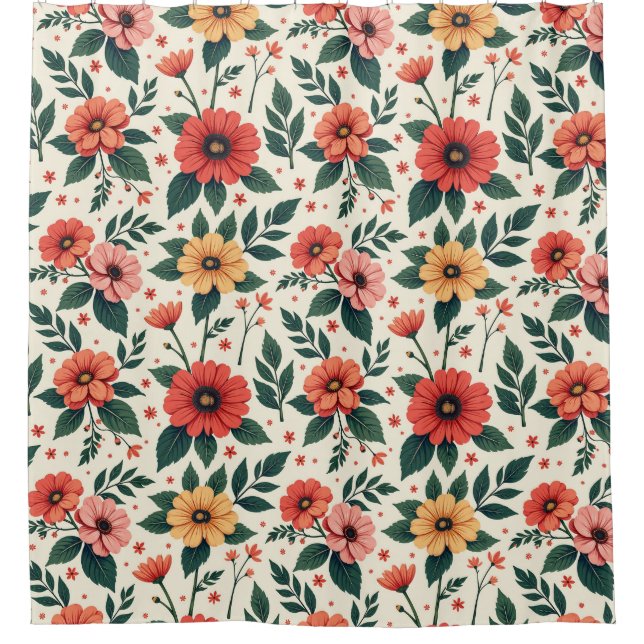 Klassische Blumensymmetrie Duschvorhang (Vorderseite)