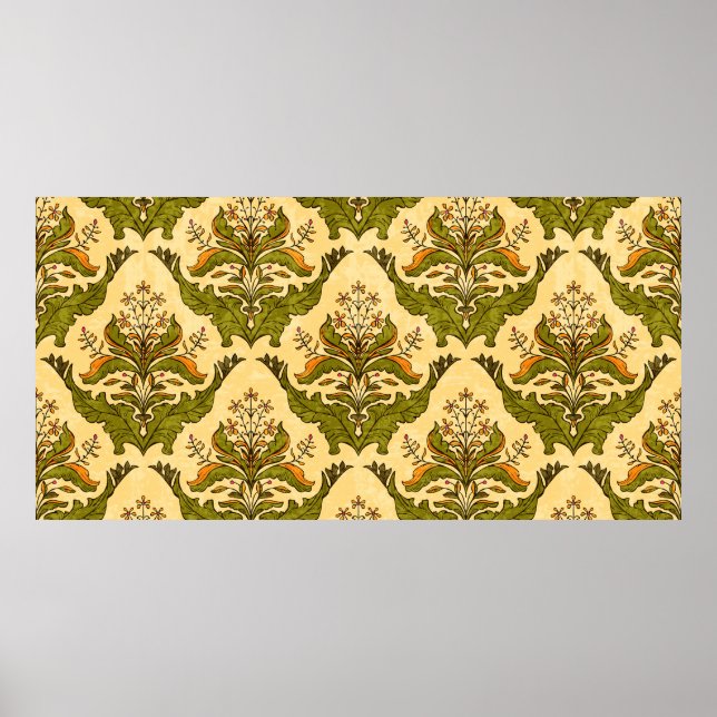 Klassische Blumentapete aus stilisierten Pflanze,  Poster (Vorne)