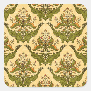 Klassische Blumenwallpaper: stilisierter Damast. Quadratischer Aufkleber