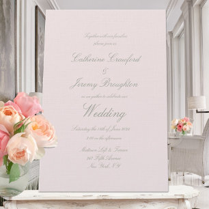 Klassische Blush Pink Linen Hochzeitsschrift Einla Einladung