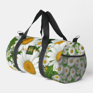 Klassische Blütenmuster Weiße Blumenfelder Grün Duffle Bag