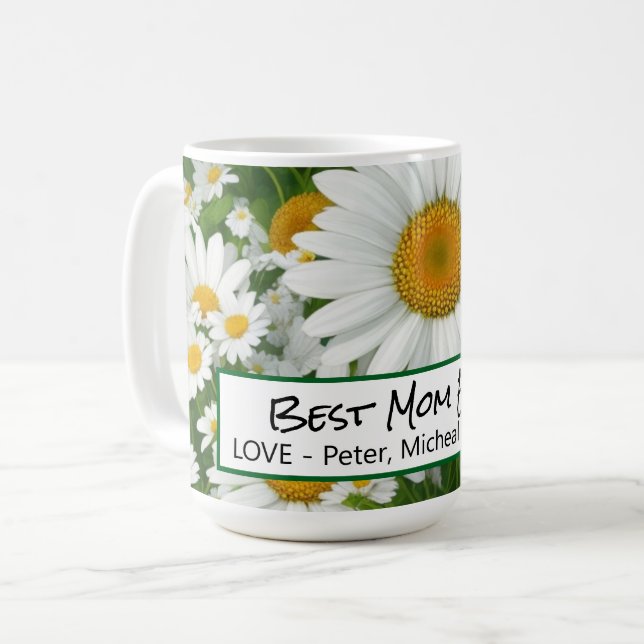 Klassische Blütenmuster Weiße Blumenfelder Grün Kaffeetasse (Vorderseite Links)
