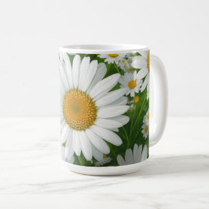 Klassische Blütenmuster Weiße Blumenfelder Grün Kaffeetasse