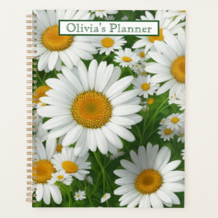Klassische Blütenmuster Weiße Blumenfelder Grün Planer