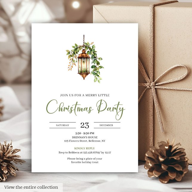 Klassische Bohemian-Erdige Wasserfarben-Weihnachts Einladung (Classic Bohemian Earthy Watercolor Christmas Party Card)