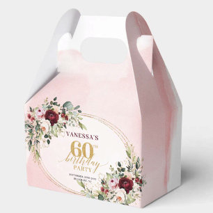 Klassische Boho-Marone-Rosen 60. Geburtstags-Gesch Geschenkschachtel